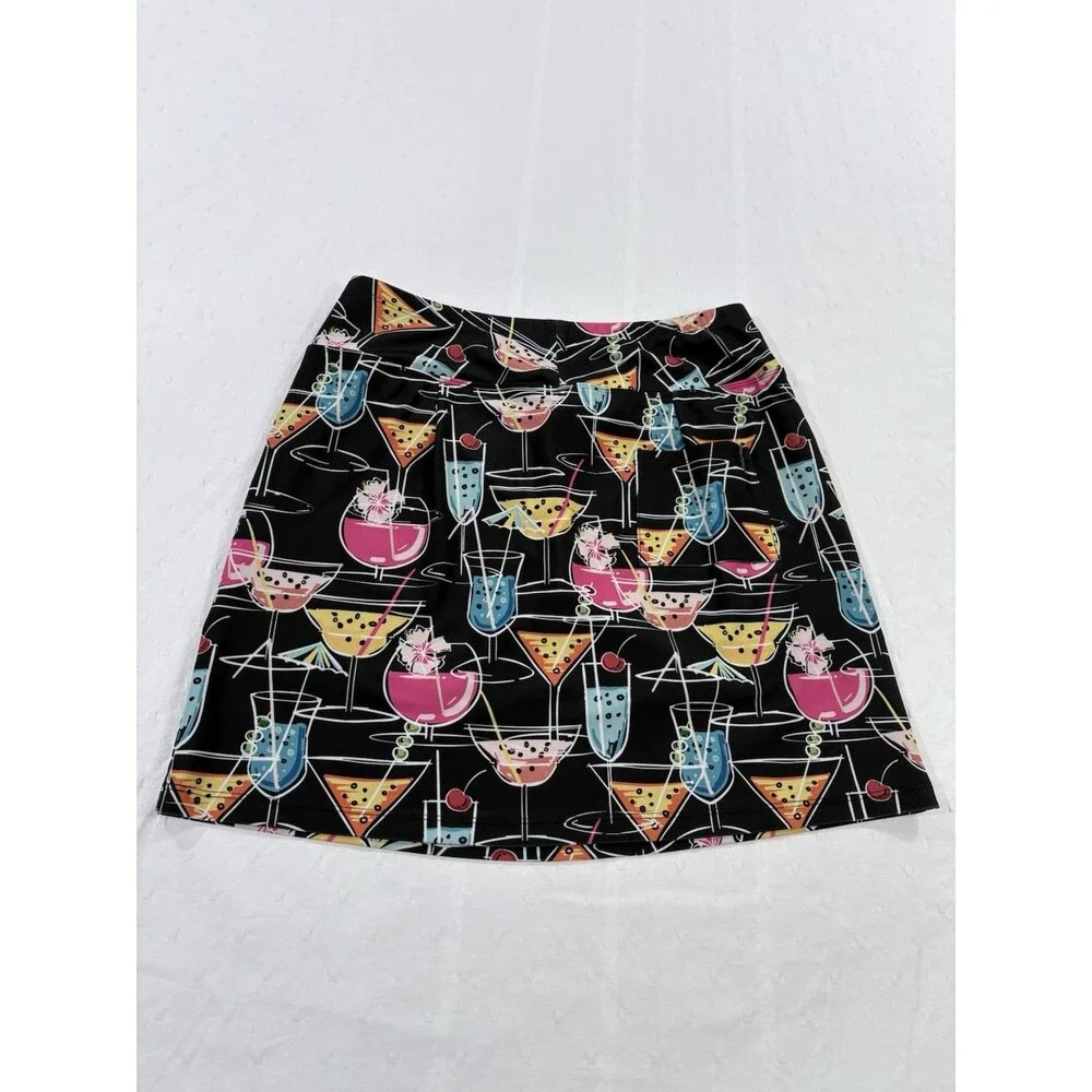 Bskinz Cheers Black Cocktail Skort Size M Tennis Pickleball Skirt Pockets